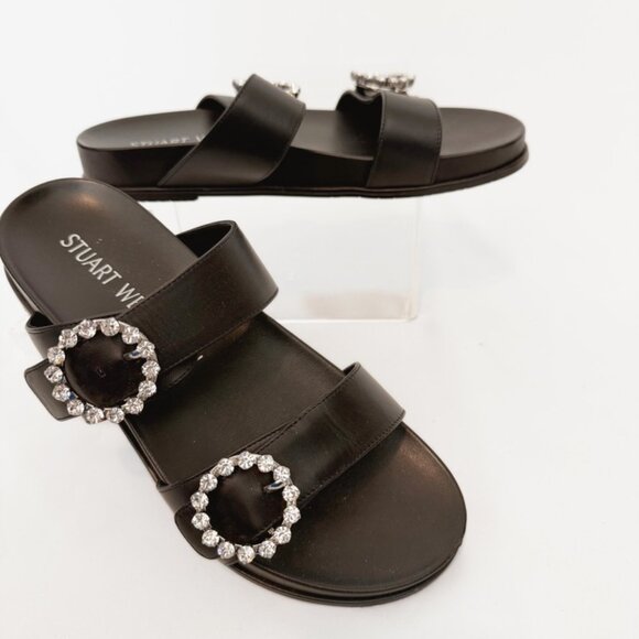 Stewart Weitzman BlingRing Crystal Buckle Slide sz 9 NEW - Picture 10 of 12